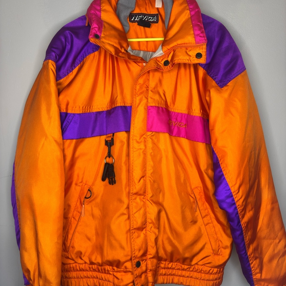 Nevica Vintage Retro Neon Men Ski Coat Size 42, Orange, Purple & Pink